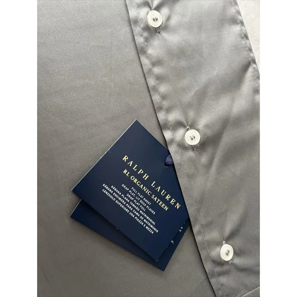 Ralph Lauren RL Organic Sateen Flat Sheet Full Graphite